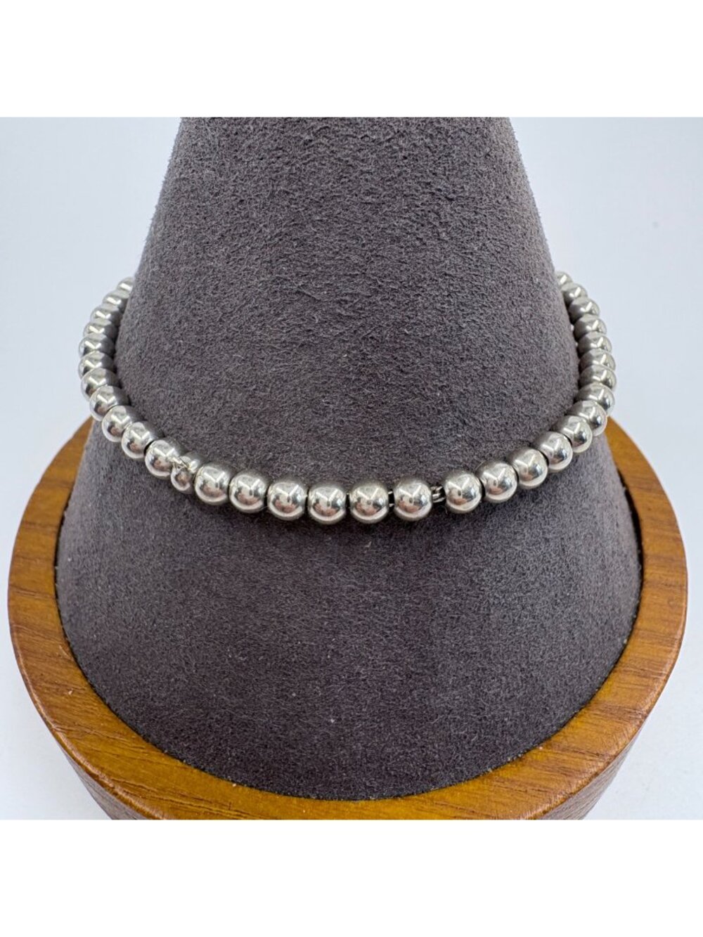 VTG Sterling Silver 925 Beaded Ball Chain Bracelet Lobster Clasp Size 7" Length
